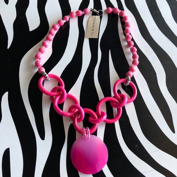 4 for $20 Stephan & Co. Pink Wooden Beaded Necklace - Picture 1 of 6
